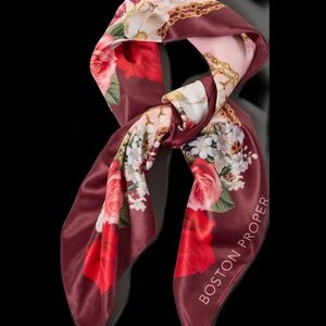 Boston Proper Elegant Floral Scarf - Red and White